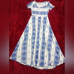 LuLaRoe Blue and White Maxi Dress